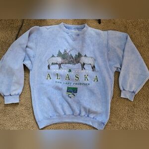 Vintage Alaska 90s The Last Frontier Blue Crewneck Y2k